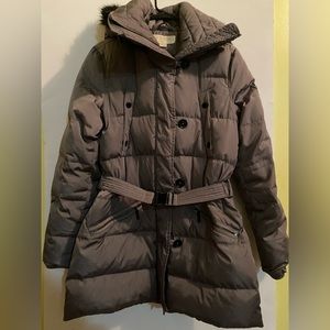 Grey Michael Kors Winter Jacket with belt and hood